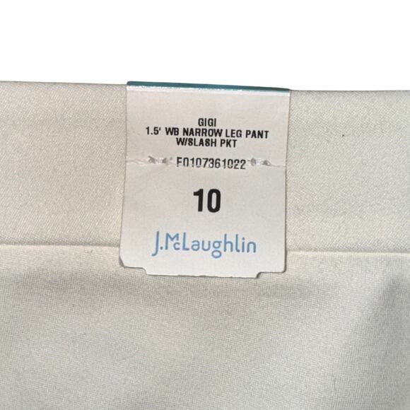 J McLaughlin Gigi Narrow Leg Pants Womens Size 10 Off White Mid Rise Pockets NWT - Picture 5 of 7